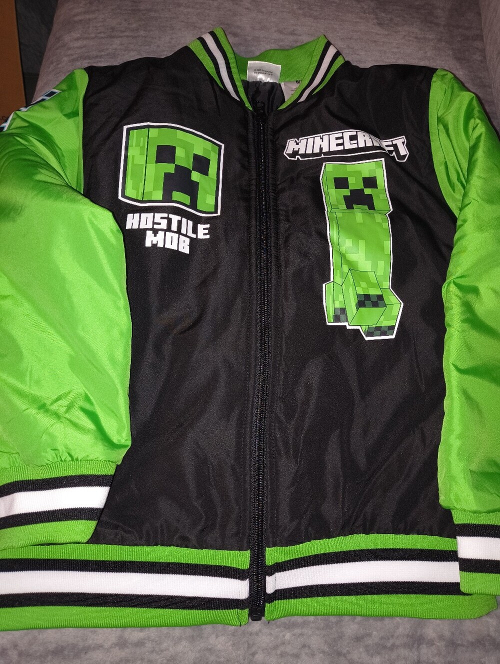 Minecraft Creeper Jacket - Black & Neon Green Size 6/7 NWOT